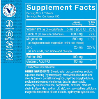 Calcio, Magnesio & Zinc con Vitamina D3 (300 tab)