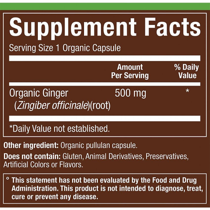Plnt Organic Ginger 500 mg (90 cap)