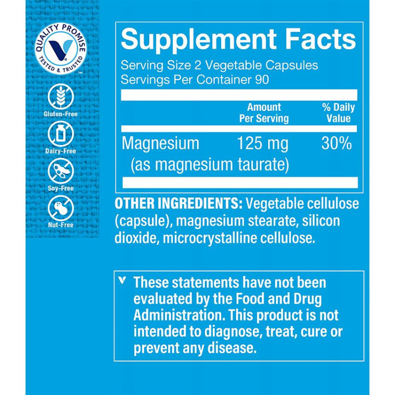Magnesium Taurate 125 mg (180 veg cap)