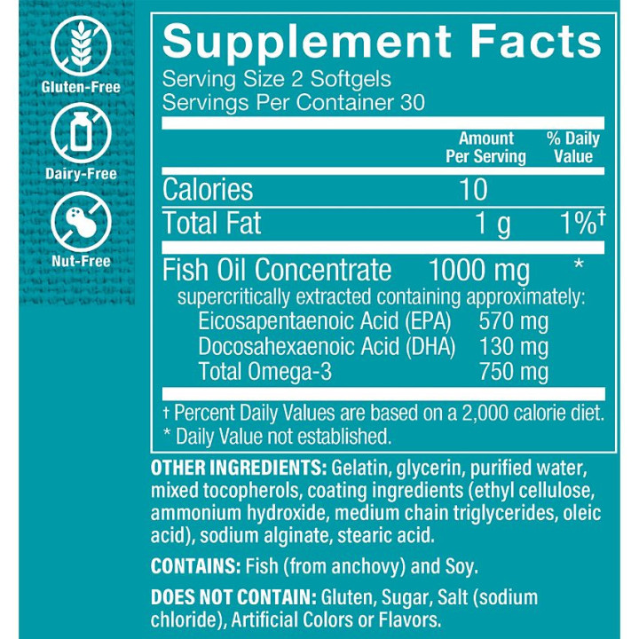 Omega-3 Mini EPA DHA 700 mg per 2 softgels (60 mini softgels)