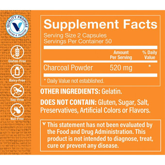 Activated Charcoal 520 mg (100 cap)
