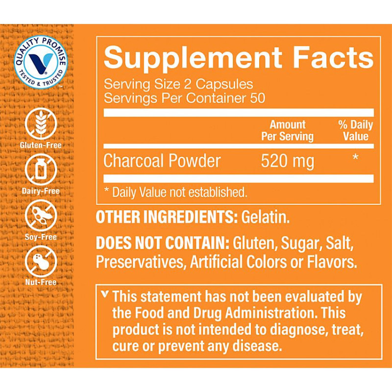 Activated Charcoal 520 mg (100 cap)