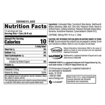 C4 Carbonated Energy Drink Hawaiian Punch (16 fl oz)