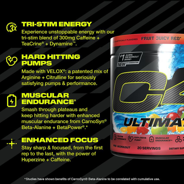 C4 Ultimate Hawaiian Punch Fruit Juicy Red (20 serv)