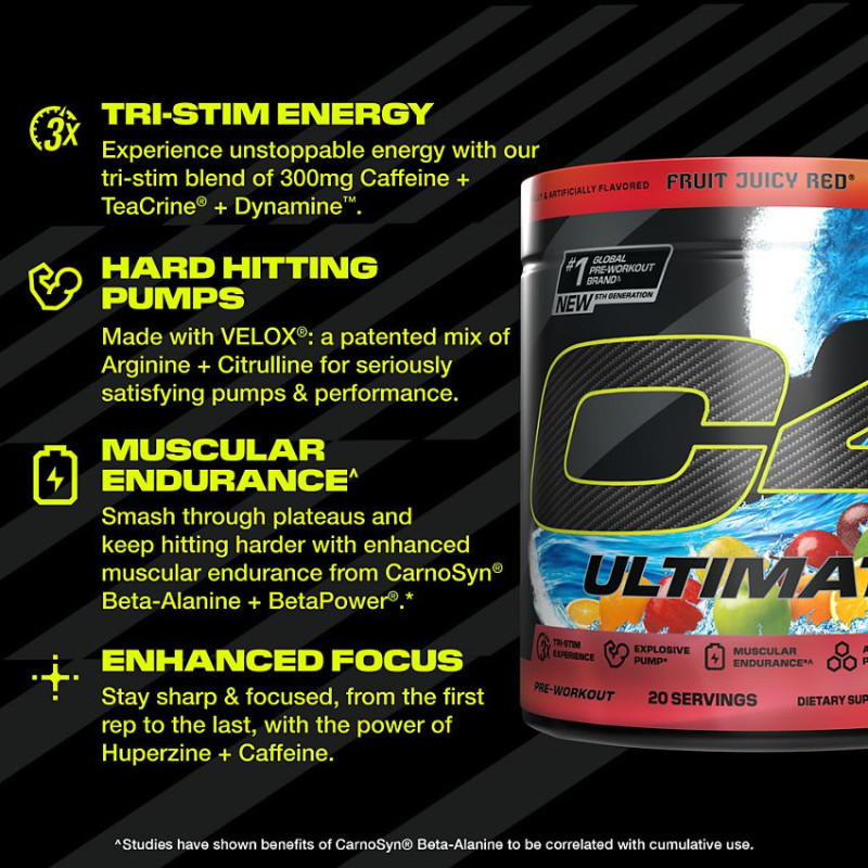 C4 Ultimate Hawaiian Punch Fruit Juicy Red (20 serv)