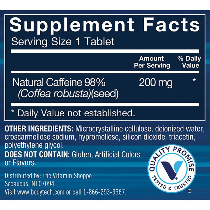 Natural Caffeine 200 mg (100 tab)