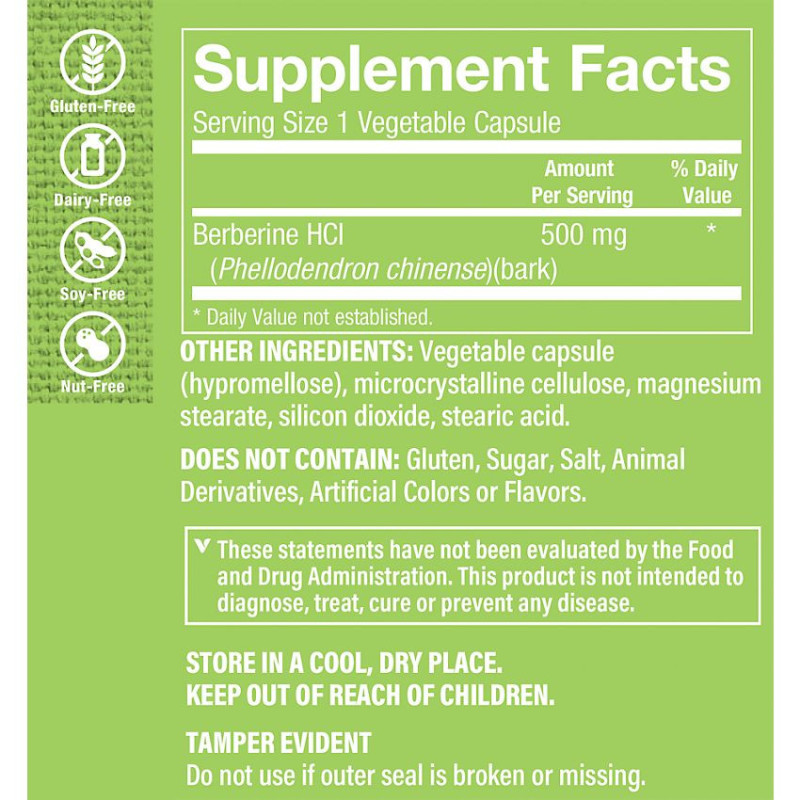 Berberine HCl 500mg (120 veg cap)