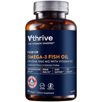Vthrive Premium Omega-3 Fish Oil EPA DHA 1060 mg w/ Vitamin D3 (60 soft)