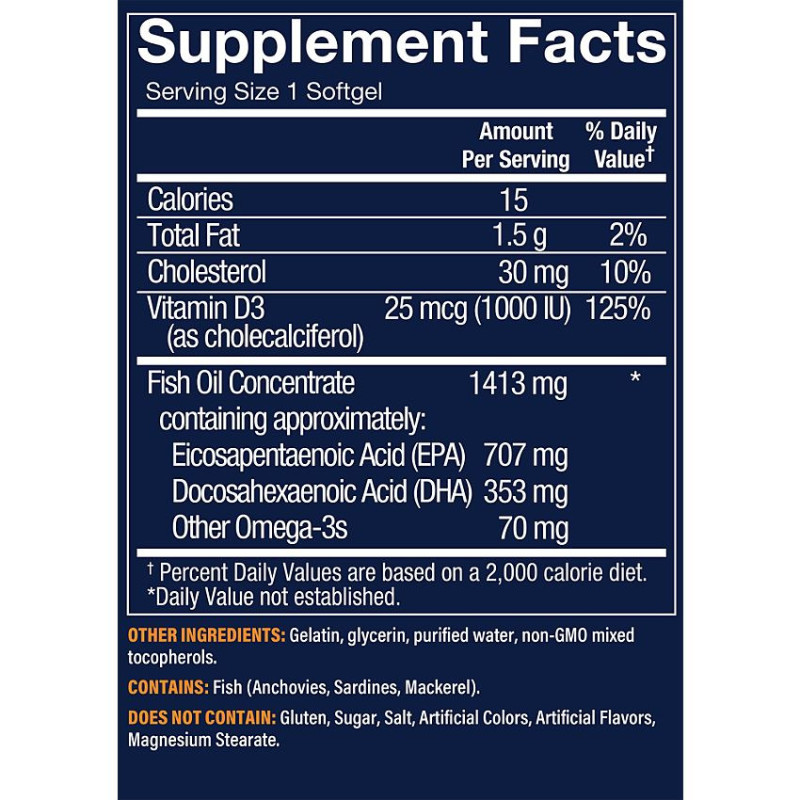 Vthrive Premium Omega-3 Fish Oil EPA DHA 1060 mg w/ Vitamin D3 (60 soft)