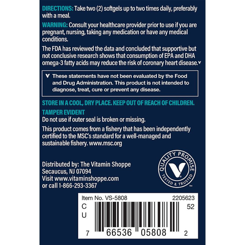 Vthrive Premium Wild Alaskan Fish Oil Minis w/ Vitamin D - EPA/DHA 1,100 mg  (120 Soft)