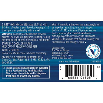 HMB + Vitamin D3 Powder Unflavored (60 serv)