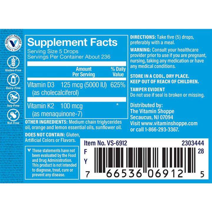 Liquid Vitamin D3 & K2  (1 fl oz)