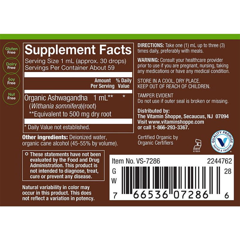 Plnt Organic Liquid Ashwagandha (2 fl oz)