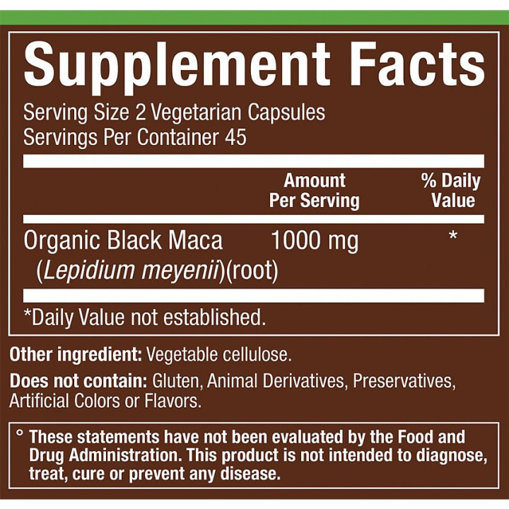 Plnt Organic Black Maca 1000 mg (90 veg cap)