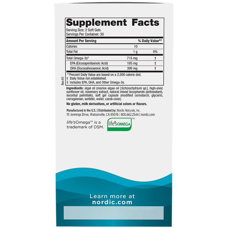 Nordic Naturals Algae Omega 715 mg Vegan (120 soft)