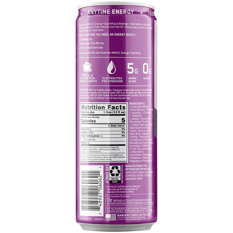 Sparkling Amino Energy + Electrolytes Grape (12 fl oz)