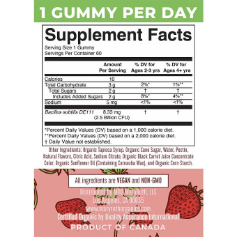 MaryRuths Organic Kids Probiotic Strawberry (60 gummies)