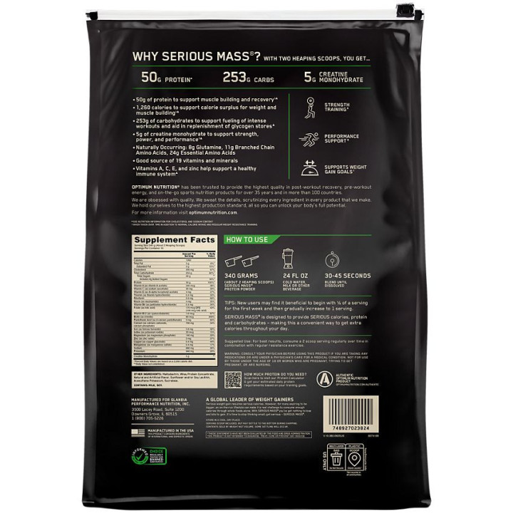 Serious Mass Vanilla (16 serv) 12 lb