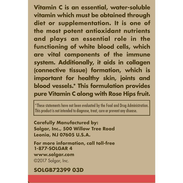 Solgar Vitamin C With Rose Hips 1000 mg (250 tablet)