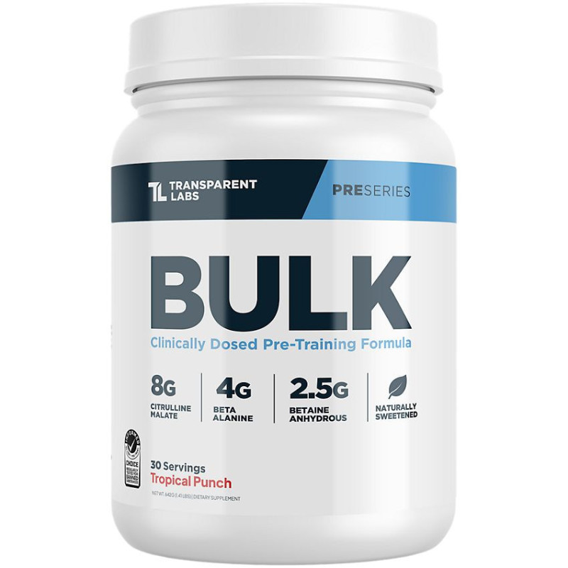 Bulk Clinically Dosed  Pre-Workout  Tropical Punch (30 serv) 1.42 lb