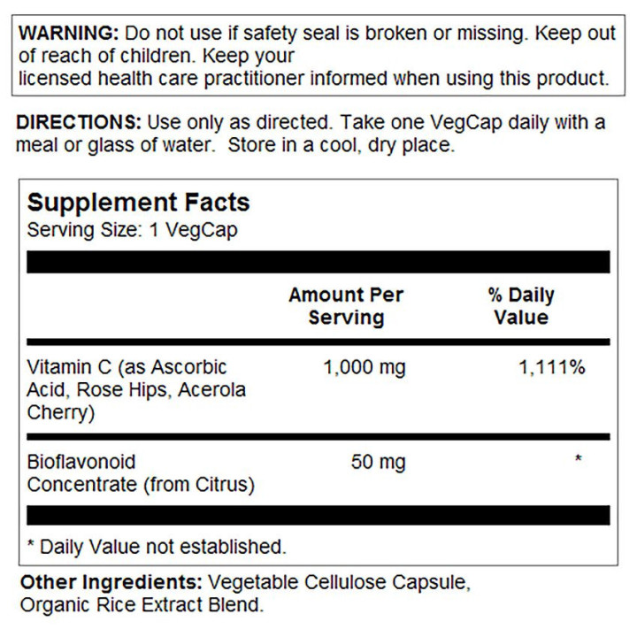 Solaray Vitamin C with Bioflavonoid Concentrate 1000 mg (100 veg caps)