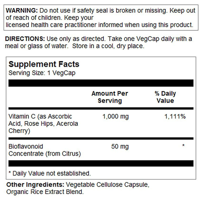 Solaray Vitamin C with Bioflavonoid Concentrate 1000 mg (100 veg caps)