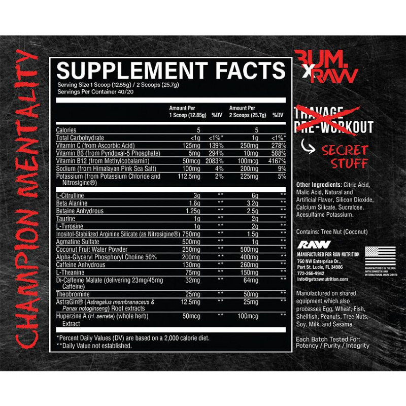 CBUM Thavage Pre-Workout Christopher's Secret Stuff (40 Servings)