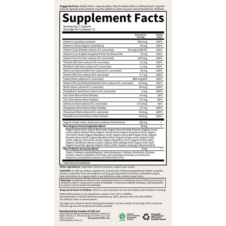 Vitamin Code Multi Raw One Women (75 veg cap)