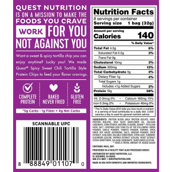Quest Tortilla Style Protein Chips - Spicy Sweet Chili (1 bolsa)