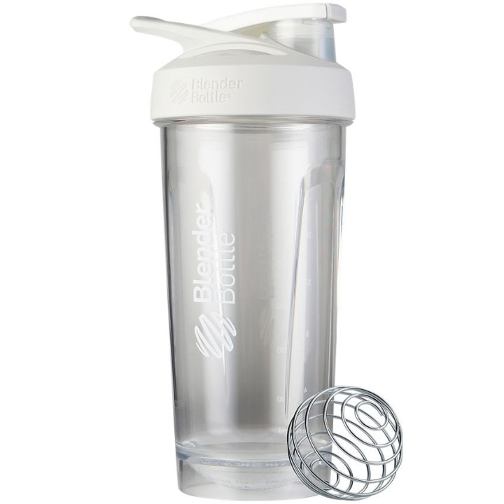 Blender Bottle Strada Tritan Shaker Bottle w/ Wire Whisk BlenderBall - White (28 fl oz)