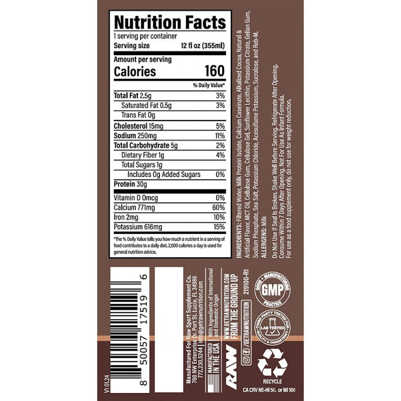 Raw Protein Shake  Chocolate Milkshake (12 fl oz)