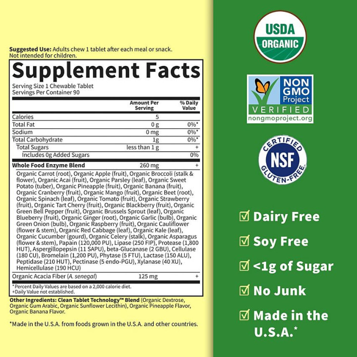 Dr Formulated Organic Digest+ Enzymes Tropical Fruit (90 chews)