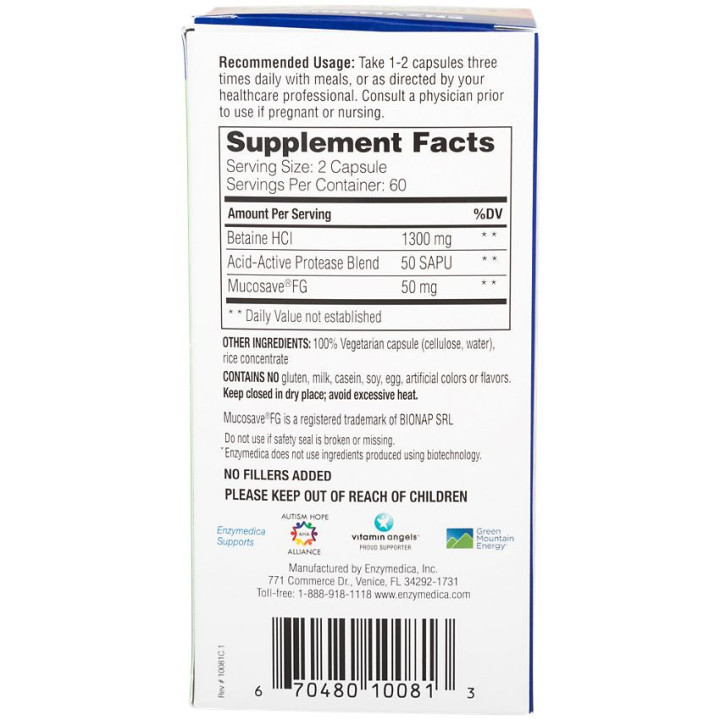 Betaine HCl Digestive Support (120 veg cap)