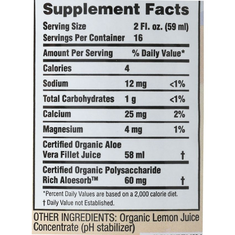 Aloe Vera Juice Inner Fillet Preservative Free (32 fl oz)