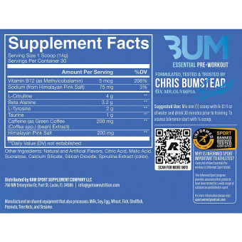 CBUM Essential Pre-Workout Powder Blue Raspberry (30 Serv)
