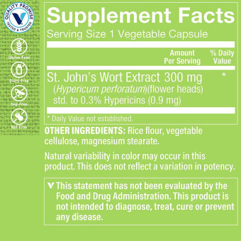 St. John's Wort Extract 300 mg (120 veg cap)
