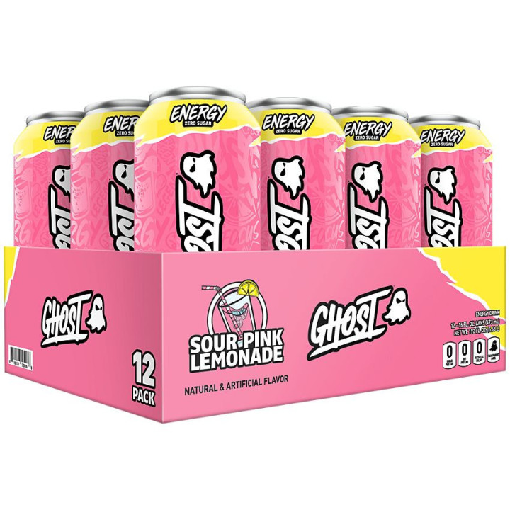 Ghost Energy Drink Zero Sugar Sour Pink Lemonade (16 fl oz)