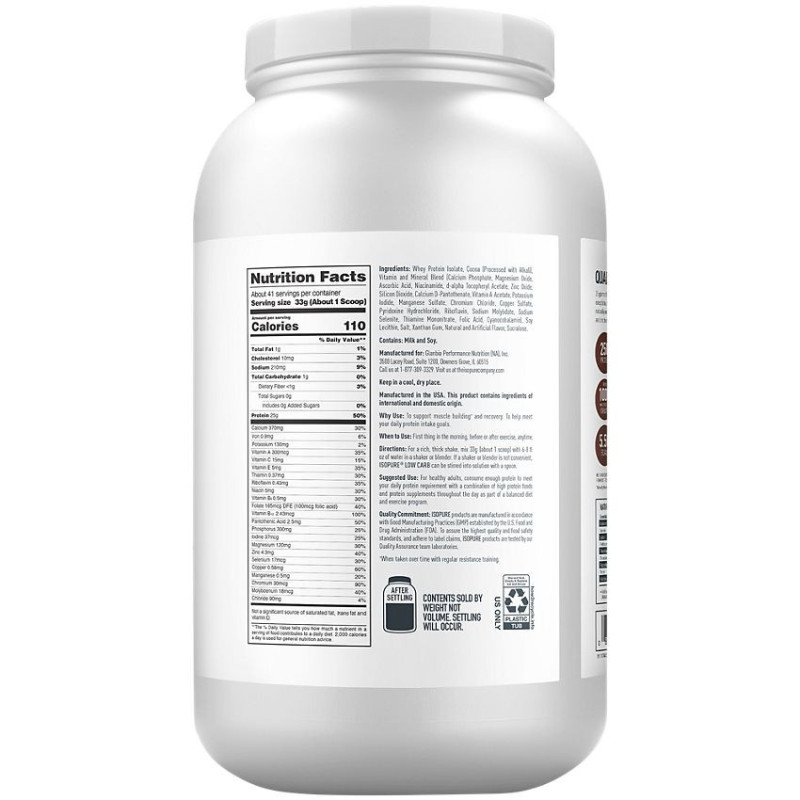 Isopure Low Carb Dutch Chocolate (42 serv) 3 lb