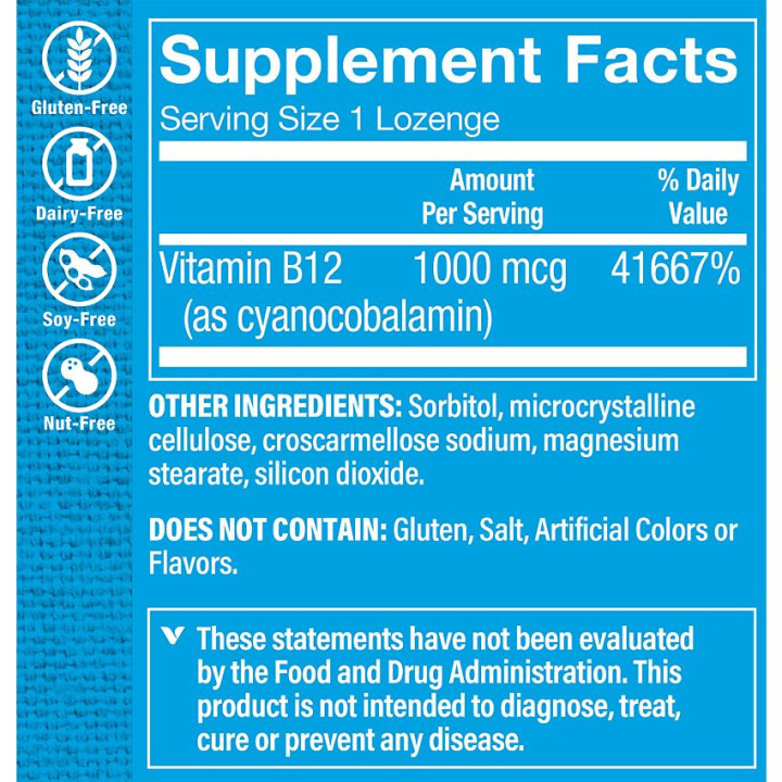 Vitamina B12 1000 mcg (100 Sublingual)