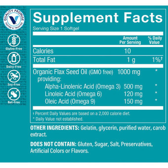 Organic Flax Seed Oil 1000 mg (120 soft)