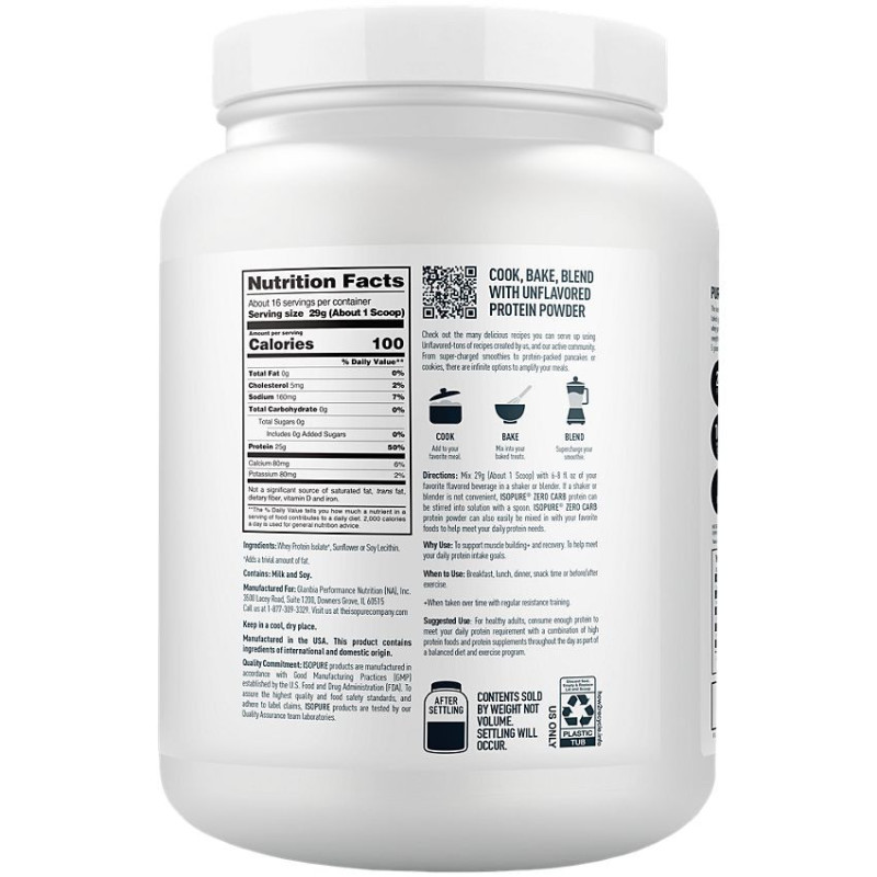 Isopure Zero Carb Unflavored 1 lb (16 serv)