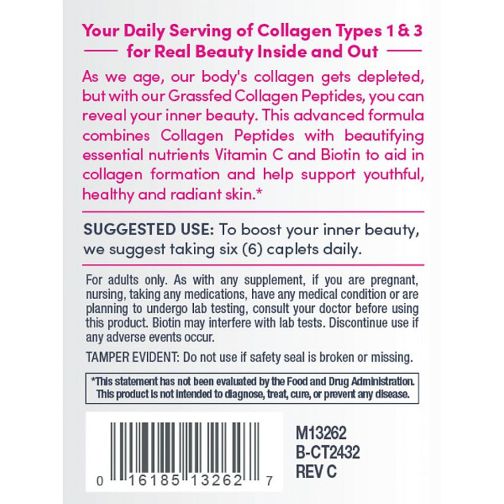Grassfed Collagen Peptides + Vitamin C & Biotin (270 caplets)