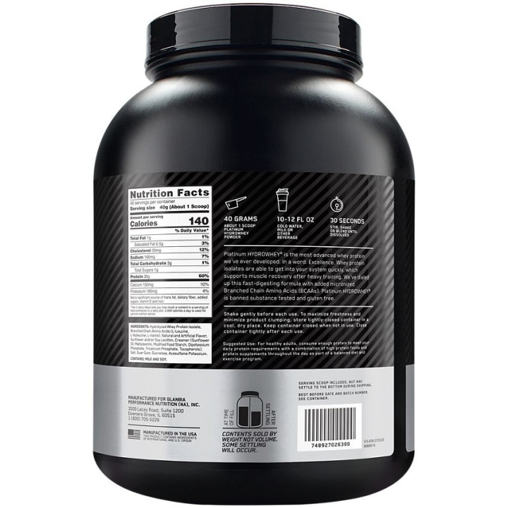 Platinum Hydro Whey Velocity Vanilla (40 serv) 3.5 lb