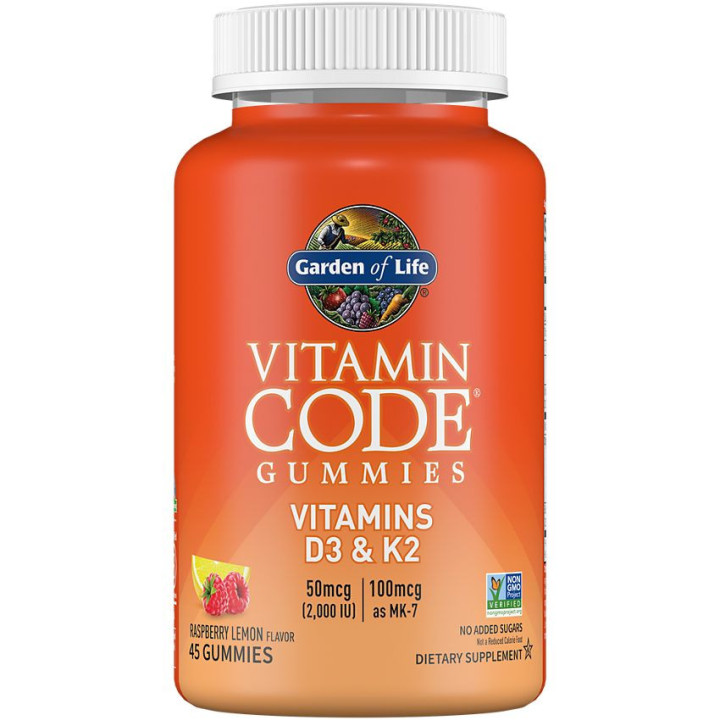 Vitamin D3 2000 UI & K2 100 mcg Raspberry Lemon (45 Gummies)