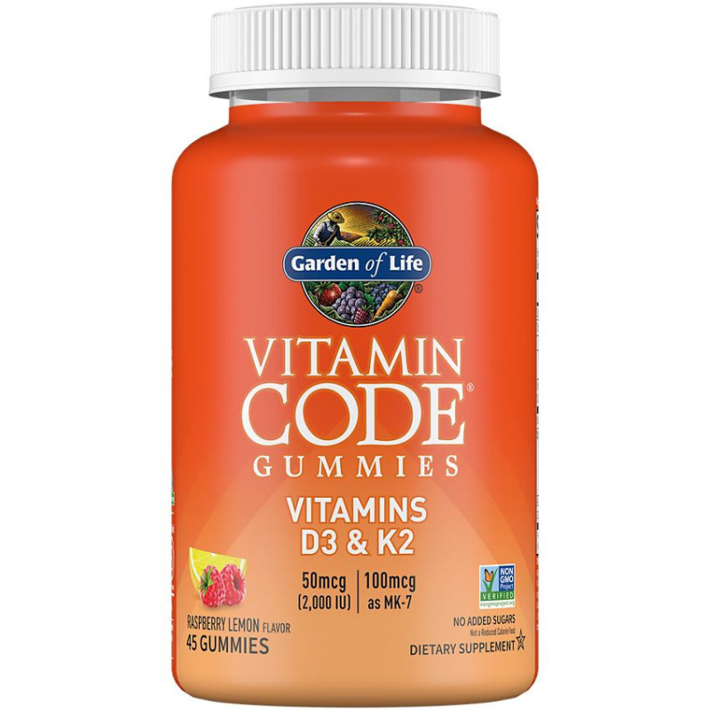 Vitamin D3 2000 UI & K2 100 mcg Raspberry Lemon (45 Gummies)