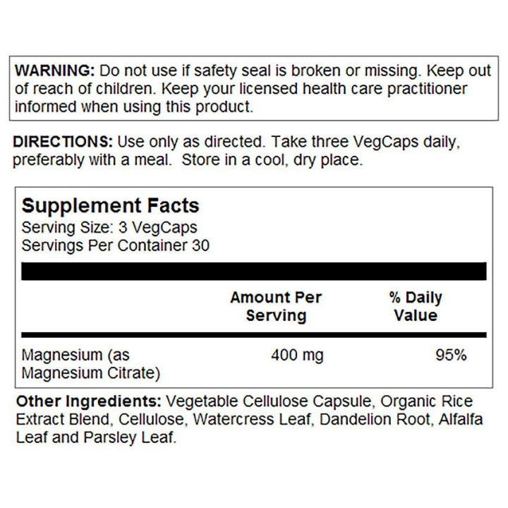 Solaray Magnesium Citrate 400 mg (90 caps)