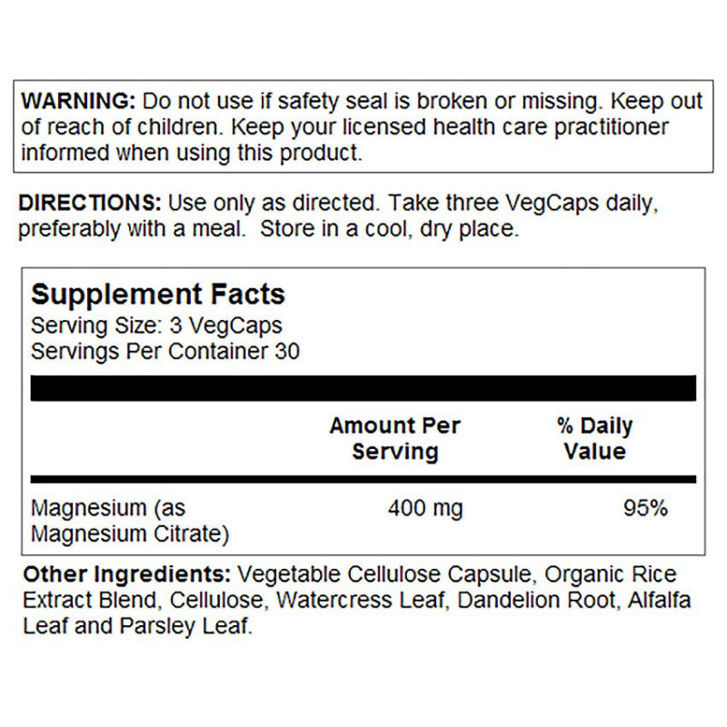 Solaray Magnesium Citrate 400 mg (90 caps)