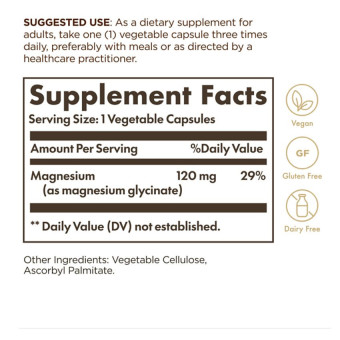 Solgar Magnesium Glycinate 120 MG (90 veg caps)