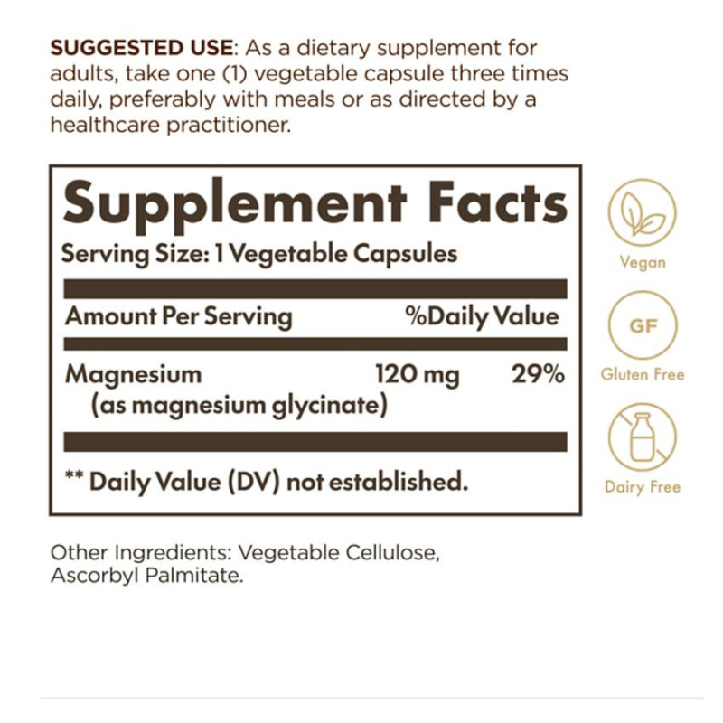 Solgar Magnesium Glycinate 120 MG (90 veg caps)