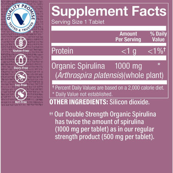 Double Strength Organic Spirulina 1,000 mg (120 tab)